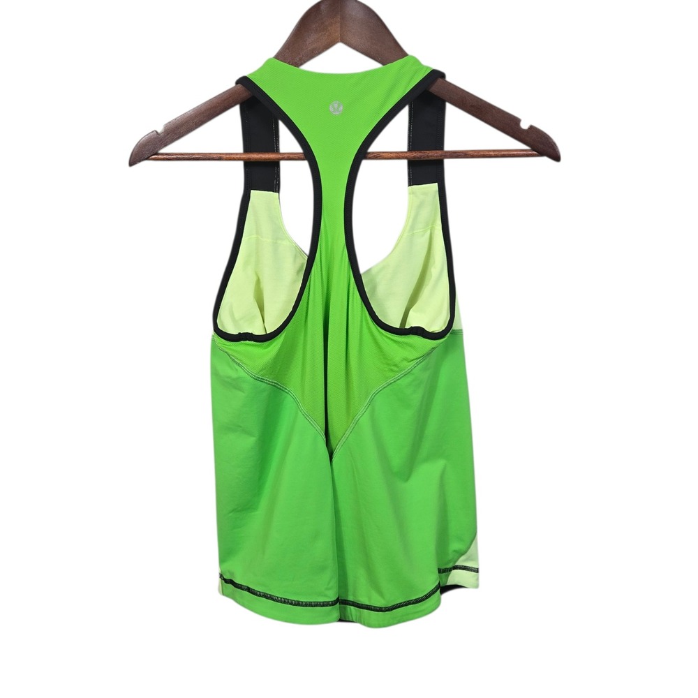 Lululemon Cardio Kick Tank‎ Top Green Black Colorblock Racerback Womens XS?